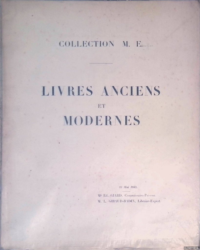 L. Giraud-Badin Paris - Collection M.E.: livres anciens et modernes
